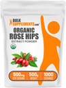 BulkSupplements.com Biologische Rosehip Extract Powder - Rose HIPS Supplement, Rosehip Powder - Herbal Supplement, Antioxidanten Bron - Glutenvrij, 500mg per portie, 500g (1.1 lbs) (Pack of 1)