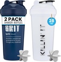 GOMOYO [2 Pack] 28oz Shaker Bottle with Motivational Quotes (White Killin' It & Navy Grit)