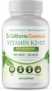 California Essentials Vitamine K2 + VIT D3 5000 IE met BioPerine voor maximale absorptie - Hart, bot, Immuun Support Supplement - Non-GMO, Dairy/Soy/Gluten-Free - 240 Veggie Capsules