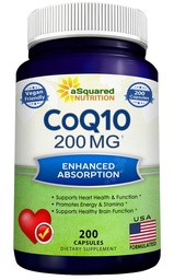 aSquared Nutrition CoQ10 (200 capsules en 200mg) - Hoge Absorptie Vegan CO Q-10 Powder - Enzyme Ubichinon Supplement Pillen, Extra Antioxidant Coenzyme Q10 Vitamine, Coq 10 Alernative to Softgels