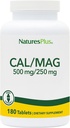 NaturesPlus Cal/Mag - 180 Vegetarische tabletten - 500 mg Calcium, 250 mg Magnesium - Ondersteunt energieproductie en algehele welzijn - 180 porties