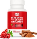 Berberine Supplement met Ceylon Cinnamon, Licorice Extract, Berberine 6X voor gezond gewicht management, Metabolisme en Immune Ondersteuning (120 capsules)