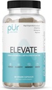 PUR Wellness Elevate Nootropic Brain Supplement voor Focus Clarity Memory Mood, 8 Paddestoel Blend, Ginkgo Biloba, Ashwagandha, Magnesium voor natuurlijke energie, Cafeïne-vrij voor concentratie
