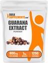 BulkSupplements.com Guarana Extract Powder - Natural Cafeïne Supplement, uit Guarana Seed, Guarana Powder - Glutenvrij, 800mg per portie, 1kg (2,2 lbs) (pakket van 1)