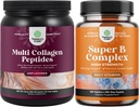 Bundel van Multi Collageen Proteïne Poeder voor vrouwen en mannen - Hair Skin en Nails Vitaminen en Vitamine B Complex Adult Multivitamine voor Immune Ondersteuning Mood Boost en Geheugen Supplement voor Hersenondersteuning