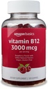 Basics Vitamine B12 3000 mcg Gummies, Normale Energie Productie en Metabolisme, Immuun Systeem Ondersteuning, Raspberry, 100 Telling (2 per portie) (voorheen Solimo)