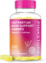 Roze Stork Postpartum Mood Ondersteuning Vitamine D Gummies - Natuurlijke Hormone Balance voor vrouwen met postnatale vitamine D3 en calcium - Postpartum Essentials voor borstvoeding - 60 Citroen Drop Gummies