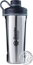 BlenderBattle Radian Shaker Cup Geïsoleerde roestvrij stalen waterfles met draad Whisk, 26-Ounce, natuurlijk/zwart