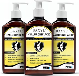 BAXYL Liquid Hyaluronic Acid Supplement - natuurlijk Citroenzuur, Kalium Sorbat Ingrediënten Geformuleerde smaakloze siroop - Zorg voor gezonde cartilage en botvorming - 3 flessen van 6 Fl Oz