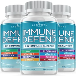 8 in 1 Immune Defense Support, Immunity Vitamines Supplement Booster met zink 50mg, vitamine C Vlierbessen VIT D3 5000 IE, Kurkuma Curcumin & Gember, Echinacea - Allergie Relief for Kids Adults