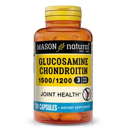 MASON NATUURLIJKE Glucosamine Chondroitine 1500/1200 met vitamine C, ondersteunt de gezamenlijke gezondheid voor normale flexibiliteit en mobiliteit*, 100 capsules, 1 maand levering