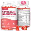 2 Pack Kalium Magnesium Supplement Gummies voor volwassenen Kids, Magnesium Glycinate & Kalium citraat, Plus Multivitamine, Omega-3 & Black Pepper, Been Kramps, Spier & Hart Gezondheid, 120 Tellen