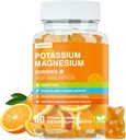 Kalium Magnesium Gummies - Hoge Absorptie Magnesium Glycinate & Kalium citraat Plus Coenzyme Q10, DHA, D3, Mineral & Calcium voor Zzz, Leg Cramps & Muscle - 60 Orange Gummies