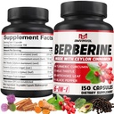 Berberine HCl, 150 Capsules - Plus Ceylon Cinnamon, Kurkuma, Melkdistel, Artichoke, Black Pepper, Berberine HCI Root Supplements Pillen - Immune System