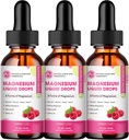 (3 Pack) M inch Magnesium Glycinate Liquid Drops, Magnesium Liquid Supplement with Cellulose Fiber Raspberry Flavor