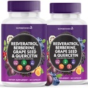Resveratrol Berberine Grape Seed Extract Quercetin - Polyfenol Supplement met Noni Extract, N-Acetyl Cysteine, Acai Extract - Made in The USA - 120 Capsules