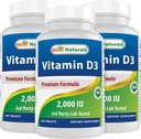Best Naturals Vitamin D3 2000 IE (50 mcg) - 100 tabletten - 100 dagen levering - Helpt ondersteuning Immuungezondheid, sterke botten en tanden, & spierfunctie (100 tellen (pakket van 3))