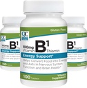 Quality Choice Vitamine B1 Thiamin 100 mg Energy Support, Zenuwstelselfunctie, & Brain Health Vitamine Supplement Tablets, 100 Telflessen (3 Pack)
