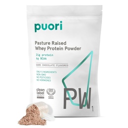 Puori Whey Protein Powder, Dark Chocolate - PW1 Pasture-Raised, Grass-Fed Wei Proteine Powder Drink Mix met BCAA Aminozuren - Post-workout Supplement voor spier Gain & Recovery - 30 porties