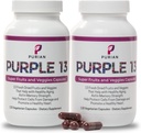 PURIAN Purple SuperFood Fruit en Veggie supplement Vers gedroogd paars fruit en plantaardige supplementen bevordert anti-aging, gezondheid van het hart, hulpmiddelen geheugen sterkte, 240 Vegetarische capsules, 2 Pack