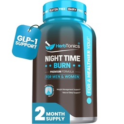 Herbtonics Night Time Burn & Sleep Complex ondersteunt 's nachts metabolisme, stress verlichting en diepe slaap. Inclusief Melatonine, Valeriaan en Groene Thee 