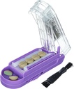 Pillensnijder voor meerdere pillen op een tijd, Pillensnijder Splitter voor kleine en kleine pillen, Pillensnijder voor kleine of grote pillen, Pillensplitter met verborgen Sharp Roestvrij Staal Blade (Purple+Clear)
