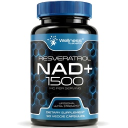 WELNESS LABSRX NAD Supplement, 1500mg - USA Made Liposomal NAD+ Supplement met Resveratrol, NAD Plus Boosting - Ondersteuning Cellular Health, Uithoudingsvermogen en gezonde veroudering - Ultra sterkte Capsules