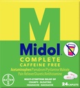 Midol Complete Cafeïne Gratis Capletten 24ct: Midol Complete Cafeïne Gratis Menstruele pijn Relief Capletten met Acetaminophen, Biedt Hoofdpijn Relief en Periode Krampen Relief, 24 Tellen