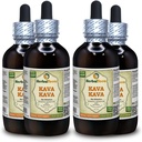 Kava Kava (Piper Methysticum) Tinctuur, gedroogd Root Liquid Extract (Grote naam: HerbalTerra, Trots gemaakt in USA) 4x4 fl.oz (4x120 ml)