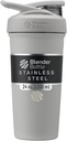 BlenderBattle Sport Geïsoleerde Roestvrij stalen Shaker Fles met Draad Whisk, 24-Ounce, Grijze, Proteine Shakes & Hydration voor atleten en fitness liefhebbers, Gemakkelijk mengen, Houdt Dranken Koude, afsluitbare deksel