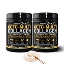 Keto Multi Collagen Peptides 16.2 oz, Pack of 2 - Bone Broth Protein Powder, 5 Types Hydrolyzed Collagen, MCT Oil, Unflavored Protein Powder for Joint, Skin, Hair & Gut Health
