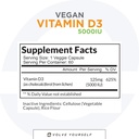 Vegan Vitamin D3 5000 IE Supplement - Pure, High Potency D3 Vitamine 5000 IE Supplementen voor Immune Health & Strong Bones Ondersteuning - 120 capsules, Het verstrekken van een 2-maands levering van VIT D3