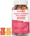 Calcium Gummies for Women 1200 mg, Unieke formule met Folate, B6, B12, D3, Magnesium, Zink, Calcium citraat kauwbare supplement voor bot, huidgezondheid, 60 Tellen