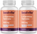 BESTVITE L-Carnitinetartraat 500mg per capsule (240 Capsules)(120x2) - Geen stearates - niet GGO - glutenvrij