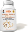 ANDREW LESSMAN Vitamine K2 MK7 240 mcg 360 Softgels - Essentieel voor gezond calciumgebruik, bevordert optimale skelet, hart en arteriële gezondheid. Geen additieven. Klein Makkelijk doorslikken Softgels