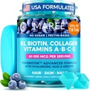 MARIEE Vitamine B1 Thiamine & B7 Biotine Gummies - A E D C Vitaminencomplex met keratine, collageen, hyaluronzuur en pantotheenzuur voor huid, nagels en haar