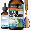 BIO KRAUTER® Menopauze supplementen voor vrouwen* - Blue Cohosh Tinctuur 2 Fl.Oz 28 Dagen van levering - Vegan Blue Cohosh Extract voor Menopauze Ondersteuning - Alcohol en Suikervrij - Ontspannen en Wellness voor vrouwen