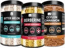 Pure Original Ingrediënten Berberine, Bitter Melon en Ceylon Cinnamon Capsules Bundle (730 Capsules) No Magnesium of Rice Fillers