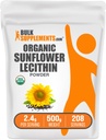 BulkSupplements.com Biologische Zonnebloemlecitijnpoeder - Zonnebloemlecitijnsupplement, voedingssupplement, voedselkwaliteit - Veganistisch en glutenvrij, 2,4 g per portie, 500 g (1,1 lbs) (verpakking van 1)
