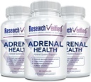 Onderzoek Verified Adrenal Support - 180 Capsules - Ondersteuning Adrenal Gland Functie, Boost Energy, Balance Cortisol - Paddenstoelen, B Vitaminen, Bioflavonoïden, BioPerine