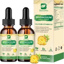 Magnesium Complex Liquid Drops, Magnesium Glycinate Liquid Drops met Magnesium Taurate, Citrate, Calcium, Kalium, Vitamine, Zink (2 Fl Oz (verpakking van 2), Ananas)