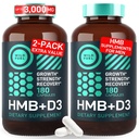HMB en vitamine D3 Supplement Capsules - B-Hydroxy B-methylbutyraat 1000-3.000 MG HMB Supplementen met vitamine D3 - Spiergroei, sterkte, prestaties, pre-workout, spierherstel - 360 Caps