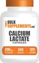 BulkSupplements.com Calcium Lactaat Capsules - Calciumsupplement, Calcium 200mg - Calcium Lactaatsupplement, 2 Capsules per portie - 120-Dag Supply, 240 Capsules