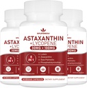 Astaxanthine en Lycopeen 70 mg,Astaxanthine Supplement met Fosfatidylcholine, Luteïne en Zeaxanthine, Krachtige Antioxidanten Supplement (180 Capsules)