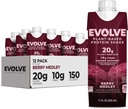 Evolve Plant Based Protein Shake, Berry Medley, 20g Vegan Protein, Immune Support, Vitamine C & Zink, Dairy Free, No Artificial Sweeteners, Non-GMO, 10g Fiber, 11oz, (12 Pack) (Formule May Vary)