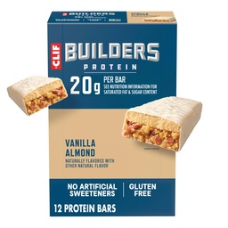 CLIF BUILDERS Proteïnerepen - Vanille Amandelsmaak - 20g Planteneiwit - Glutenvrij - Non-GMO - Lage Glykemie - Geen kunstmatige zoetstoffen - 2,4 oz. (12 Pack)