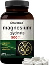 NatureBell Magnesium Glycinate 500mg, 240 Veggie Capsules 