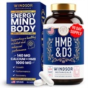HMB en vitamine D3 Supplement - B-Hydroxy B-methylbutyraat 1000 MG HMB Supplementen voor mannen en vrouwen Plus Calcium, Vitamine D 3 - Spiergroei, sterkte, prestaties, herstel - 90 dagen, 180 Caps.