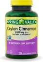 Spring Valley Ceylon Cinnamon Capsules 1200 mg Capsules, Support Metabolisme * 120 Tellen Niet-GMO & Glutenvrije pillen (verpakking van 1)