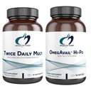 Designs for Health Fish Oil + Multivitamine Bundle - OmegAvail Hi-Po (60 Softgels) EPA DHA TG Omega-3 met Tweemaal Dagelijks Multi (60 Capsules) Premium Multivitamine/Mineral met Actieve B Vitaminen